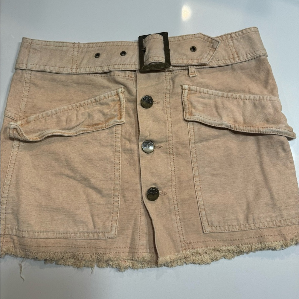 Free People Tan Cargo Mini Skirt Casual